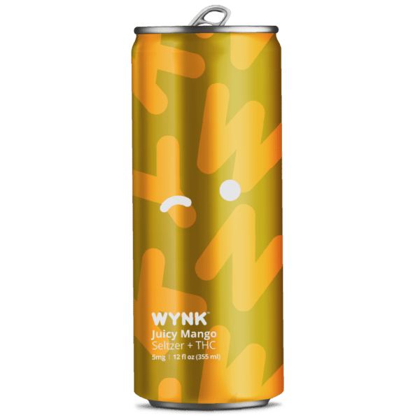 WYNK Juicy Mango Seltzer + THC, a micro-dose drink option for those looking to buy THC seltzer online. This cannabis drink serves as a healthy alcohol alternative, offering a non-alcohol drink experience with the benefits of liquid THC Drink. Enjoy the best alcohol alternative to relax with this infused thc drink. 5mg thc drink cann