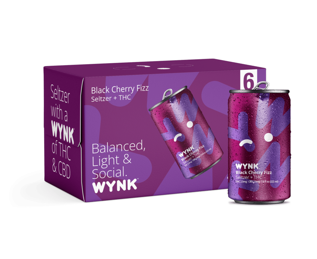 Buy THC seltzer online: WYNK Black Cherry Fizz, a microdose THC and CBD infused drink, offers a healthy alcohol alternative for a balanced, light, and social experience.