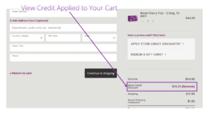 View the credit applied to your cart total